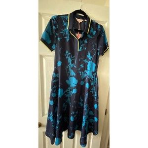 Ted Baker London Bluebell Shirt Dress Women's 1 Navy Floral-Print Collared Midi